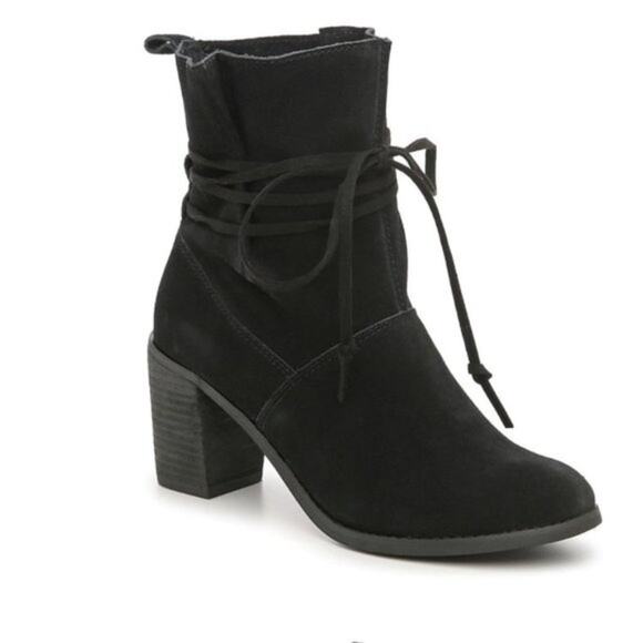 TOMS Mila Black Suede Heeled Bootie Sz6 - Picture 2 of 12